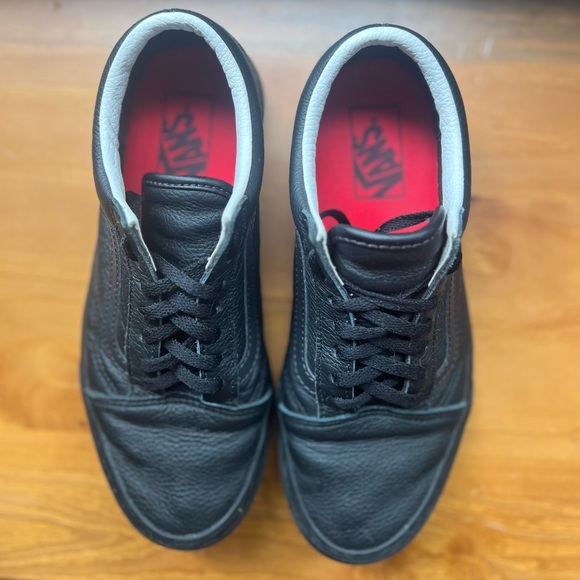 Black on Black Leather Old School Vans - Picture 3 of 6